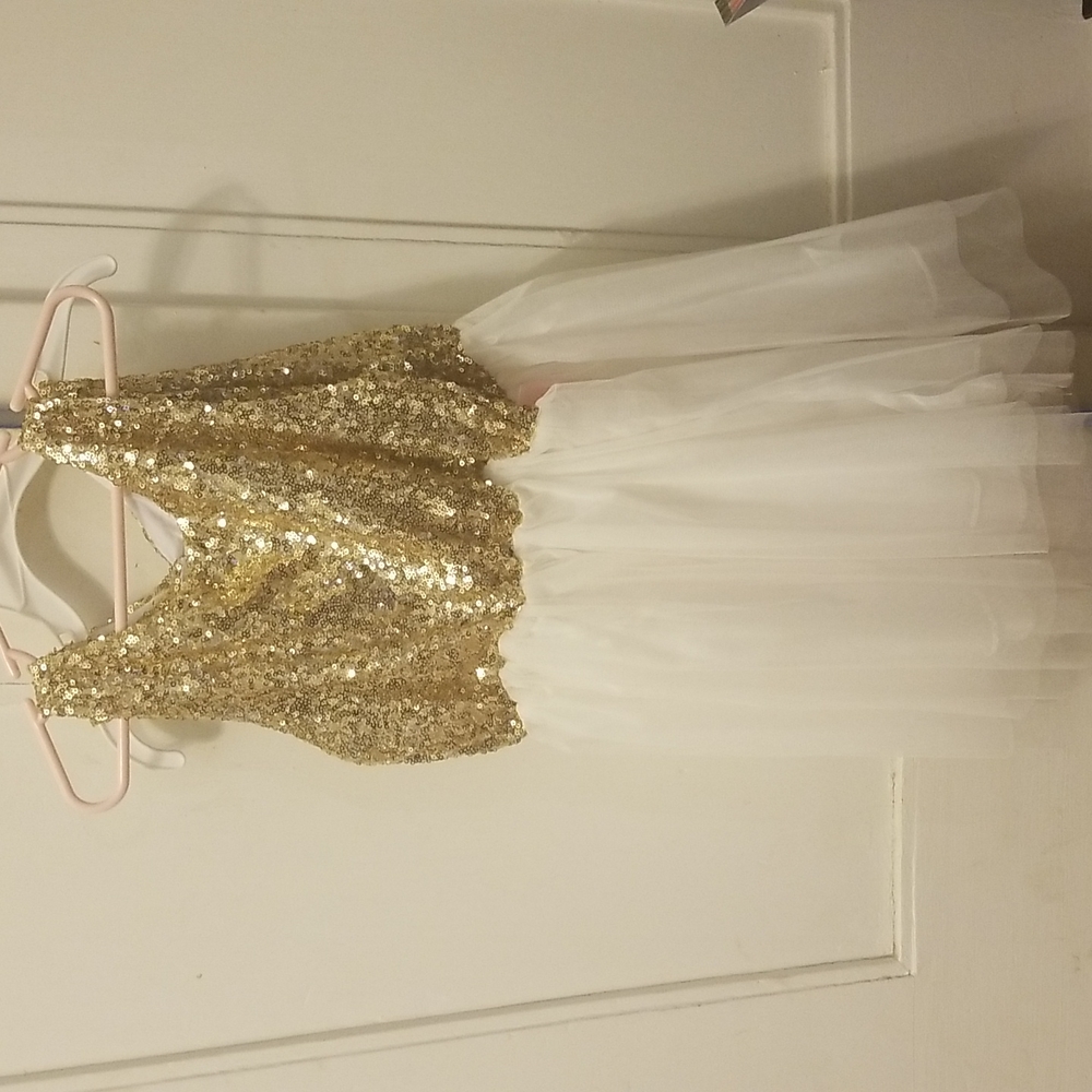 4T Gold and White little girl dress